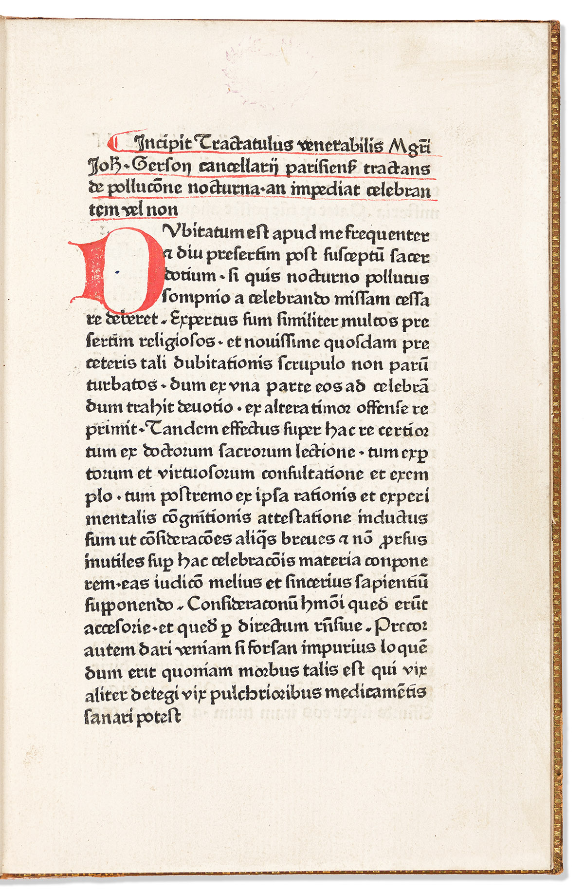 Gerson, Johannes (1363-1429) De Pollutione Nocturna.